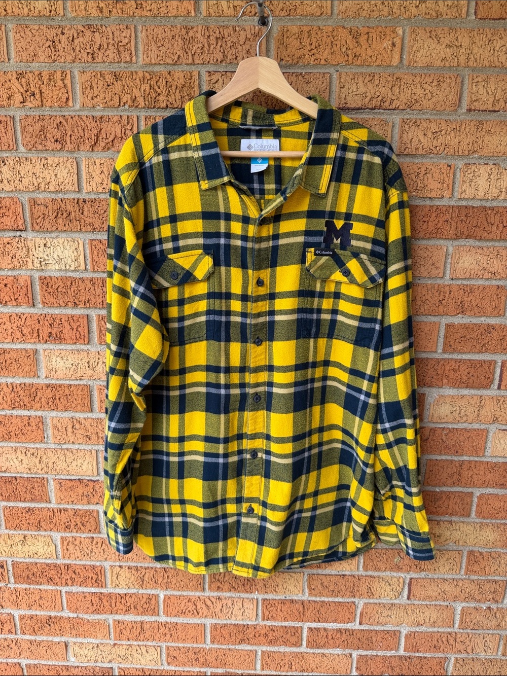 Columbia University of Michigan Embroidered Flannel Shirt Men’s XXL Button Up